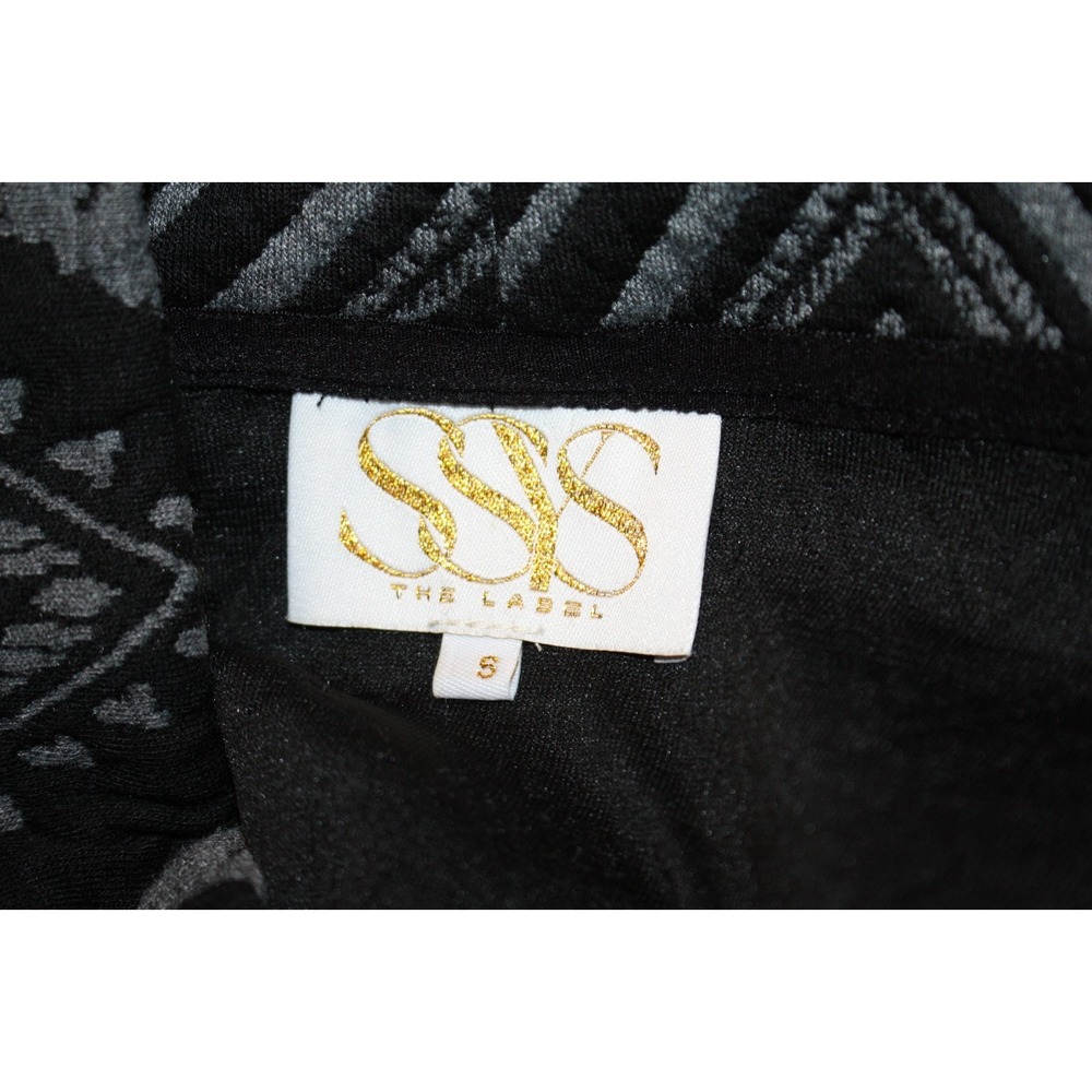SSYS Top Womens Small Black Ava Zipper Quilted Pullover Zig Zap Stretch Art Mock - Picture 2 of 13